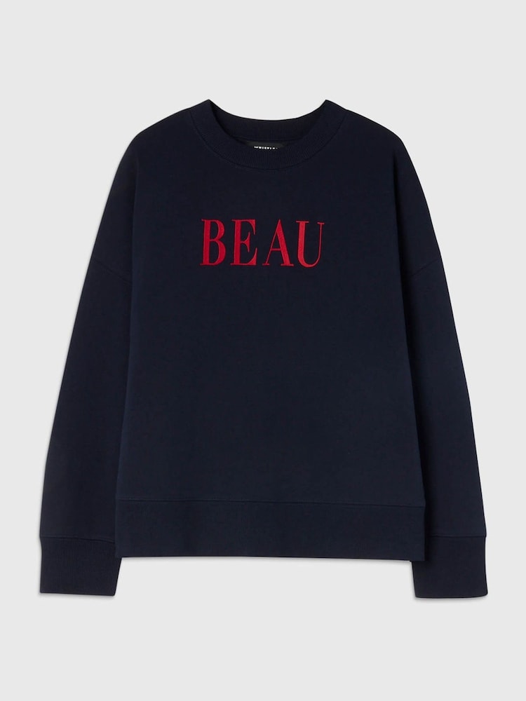 Whistles Blue Beau Logo Sweat Top - Image 5 of 5