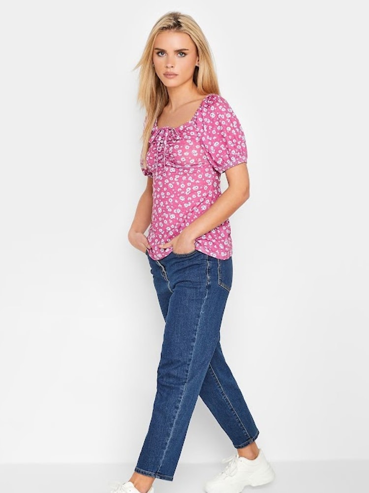 PixieGirl Petite Pink Ruched Front Short Sleeve T-Shirts 2 Pack - Image 4 of 5