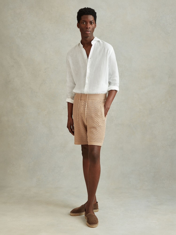 Zacht-taupe - Reiss Creek gehaakte Blend short met trekkoord - Image 3 of 6