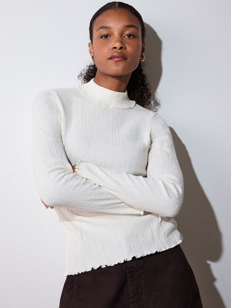 Whistles White Textured Long Sleeve Top - Image 1 of 4