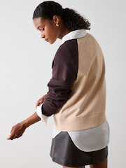 Whistles Brown Contrast Sleeve Sweat Top - Image 5 of 6