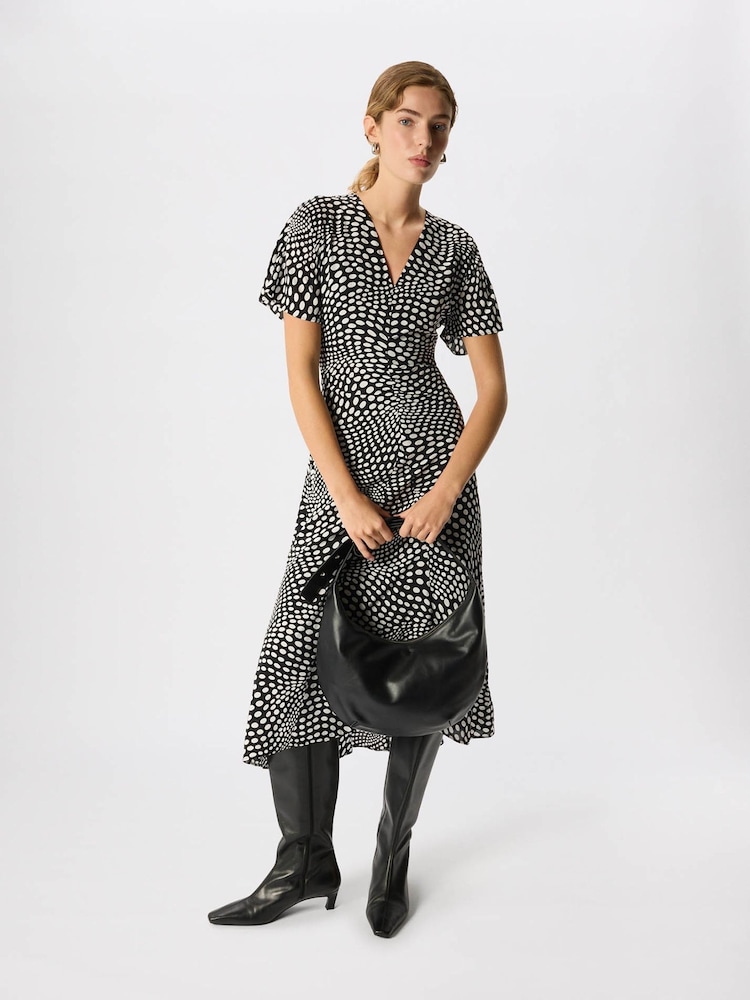 Whistles Petite Mixed Dot Scarf Midi Dress - Bild 1 von 2 Whistles Petite Mixed Dot Scarf Midi Dress - Bild 1 von 2