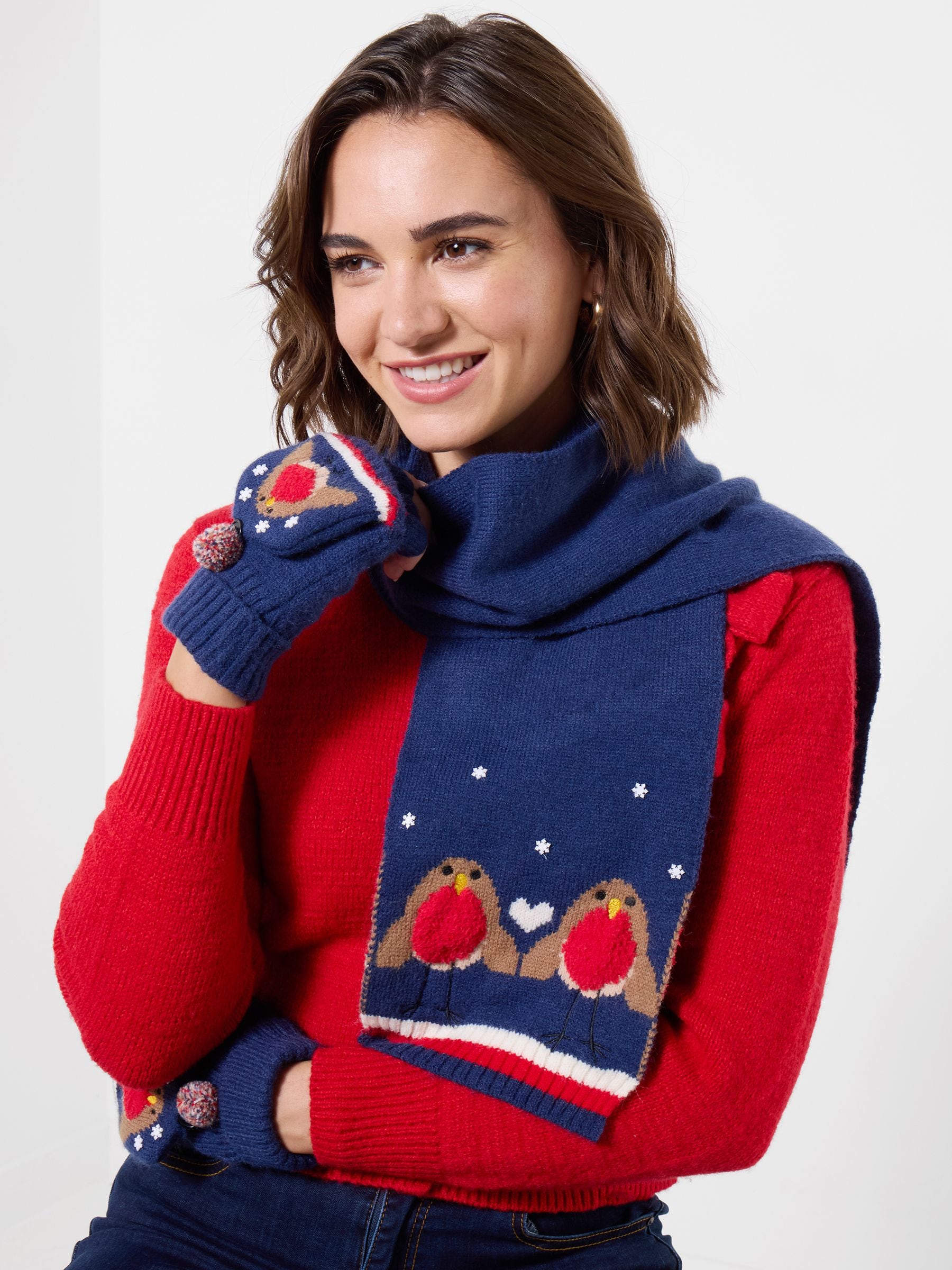 Joe Browns Women's Blue Winter Nights Robin Scarf - Image 1