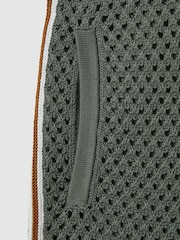 Reiss Dark Sage Green Creek Cotton Blend Crochet Drawstring Shorts - Image 6 of 6