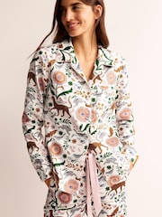 Boden Cream Cotton Sateen Pyjama Shirt - Image 1 of 5