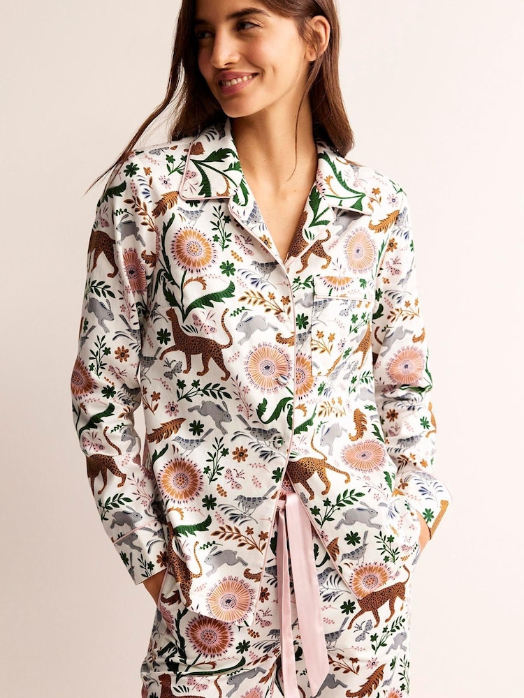 Boden Cream Cotton Sateen Pyjama Shirt - Image 1 of 5
