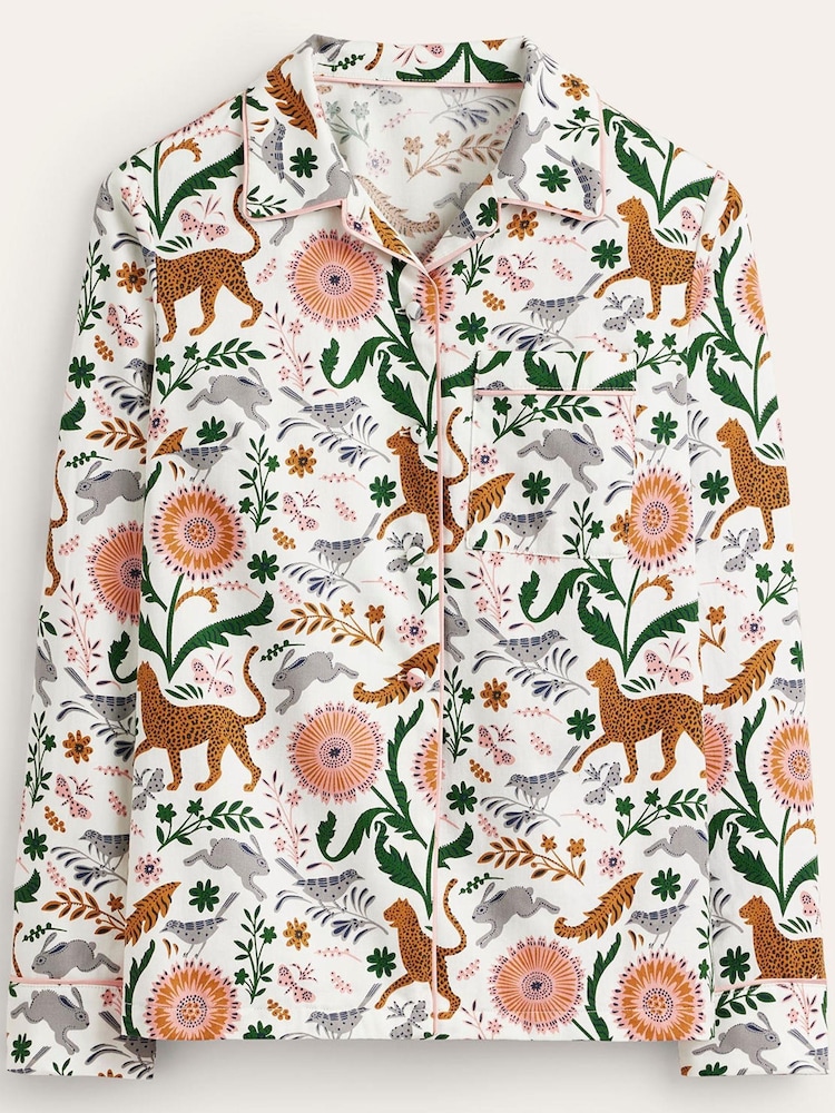 Boden Cream Cotton Sateen Pyjama Shirt - Image 5 of 5