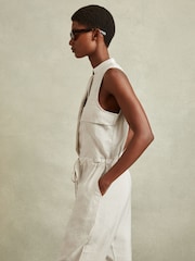 Reiss Stone Skylar Belted Utility Jumpsuit - Image 3 of 5
