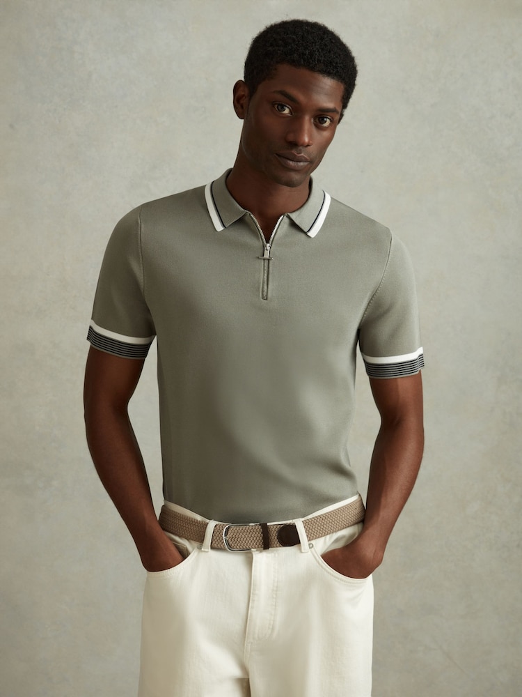 Reiss Sage Chelsea Half-Zip Polo Shirt - Image 1 of 6