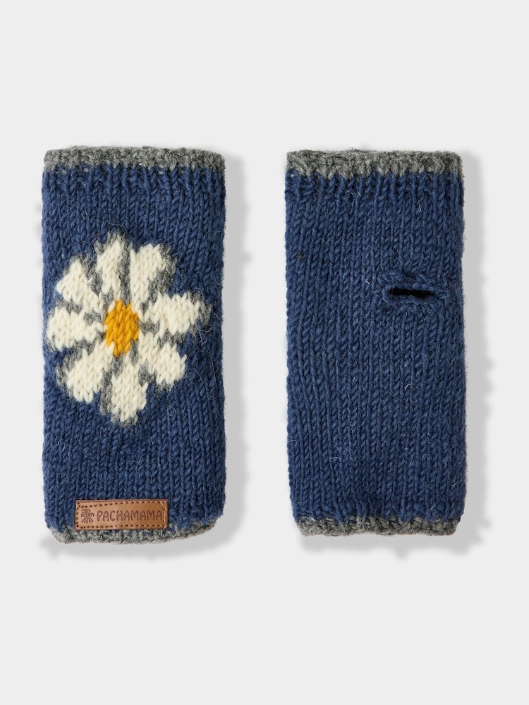 Joe Browns Blue Daisy Wool Hand Warmers Gloves - Image 2 of 3 Joe Browns Blue Daisy Wool Hand Warmers Gloves - Image 2 of 3