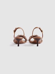 Reiss Tan Alicia Leather Embellished Knot Kitten Heels - Image 3 of 7