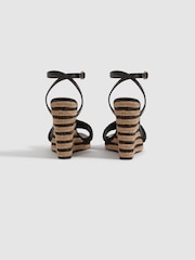 Reiss Black/Neutral Selene Crochet Wedges Heels - Image 3 of 5