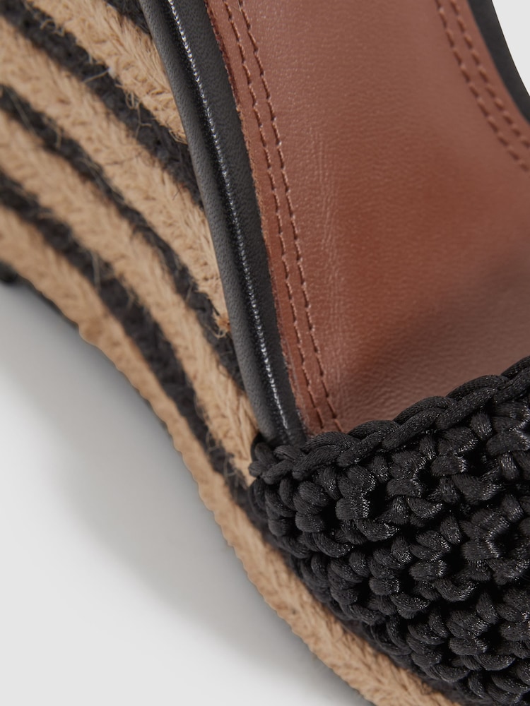 Reiss Black/Neutral Selene Crochet Wedges Heels - Image 5 of 5