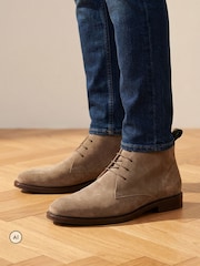 Jones Bootmaker Taupe Suede Deacon Suede Chukka Boots - Image 1 of 6