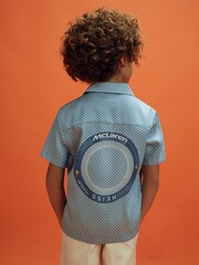 Reiss x McLaren F1 Team Airforce Blue Senior Cuban Collar Shirt - Image 1 of 9