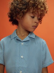 Reiss x McLaren F1 Team Airforce Blue Senior Cuban Collar Shirt - Image 5 of 9