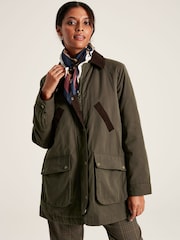 Joules Banbury Dark Green Showerproof Dry Wax Coat - Image 1 of 8