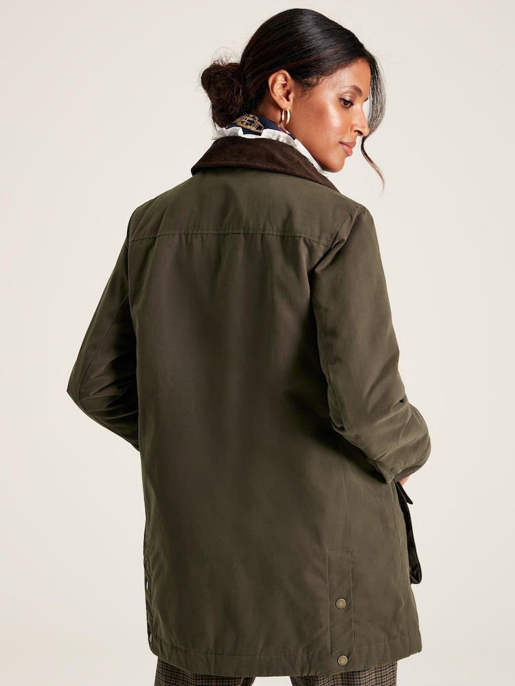 Joules Banbury Dark Green Showerproof Dry Wax Coat - Image 2 of 8