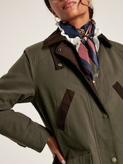 Joules Banbury Dark Green Showerproof Dry Wax Coat - Image 6 of 8