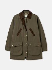 Joules Banbury Dark Green Showerproof Dry Wax Coat - Image 8 of 8