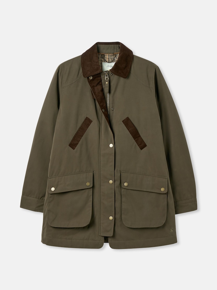 Joules Banbury Dark Green Showerproof Dry Wax Coat - Image 8 of 8