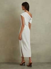 Reiss Ivory Laurey Draped Bodycon Midi Dress - Image 4 of 6