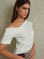 Reiss Ivory Laurey Draped Bodycon Midi Dress - Image 5 of 6