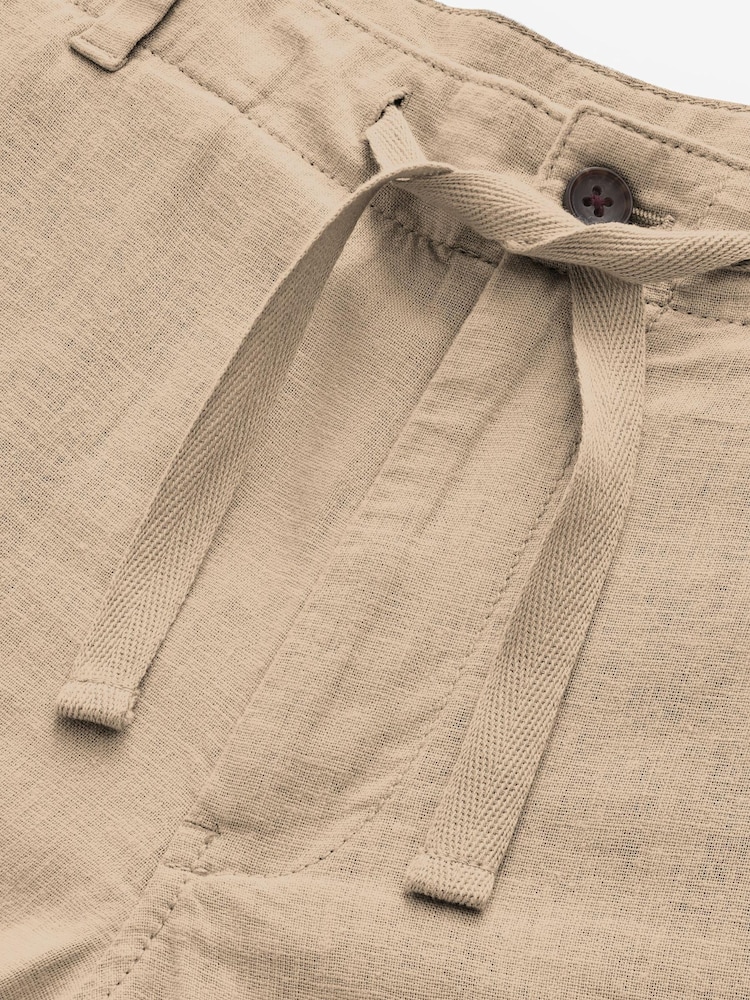 Stone Drawstring Linen Blend Shorts - Image 2 of 3 Stone Drawstring Linen Blend Shorts - Image 2 of 3