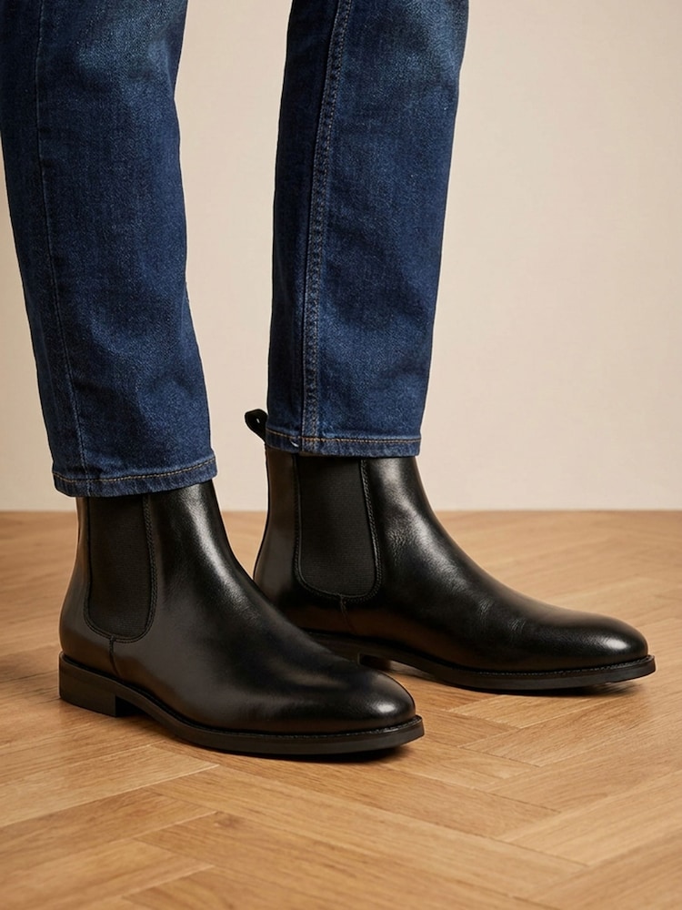 Jones Bootmaker Black DeakinWide Leather Chelsea Boots - Image 1 of 6 Jones Bootmaker Black DeakinWide Leather Chelsea Boots - Image 1 of 6