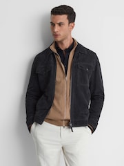 Reiss Camel Hampshire Merino Wool Funnel-Neck Cardigan - Image 3 of 5