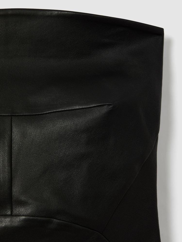 Reiss Black Iona Strapless Leather Top - Image 6 of 6