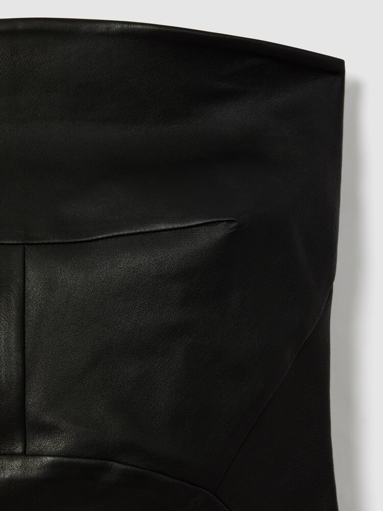 Reiss Black Iona Strapless Leather Top - Image 6 of 6 Reiss Black Iona Strapless Leather Top - Image 6 of 6