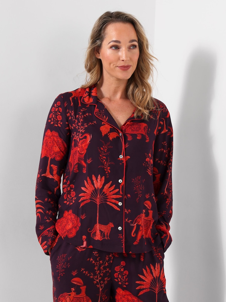 Joe Browns Purple Boutique Exotic Boho Print Pyjama Top - Image 1 of 5