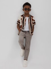 Reiss Tobacco Tom Teen Printed Cuban Collar Shirt - Image 3 of 4
