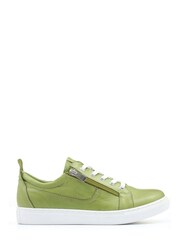 Jones Bootmaker Green Mila Lace-Up Leather Trainers - Image 1 of 5