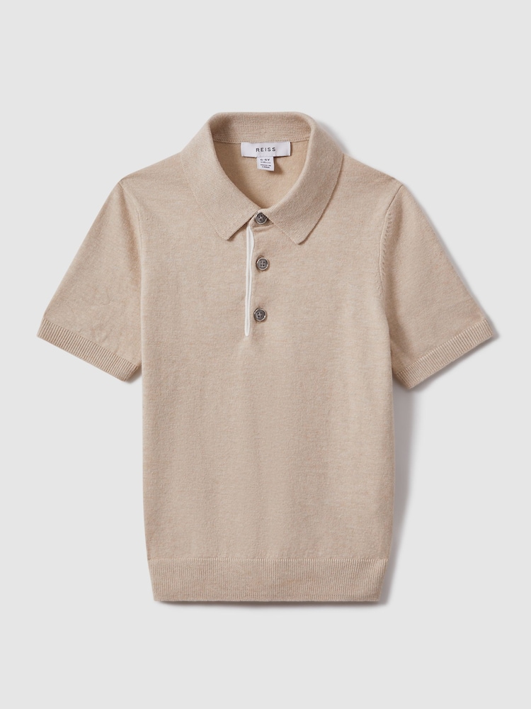 Reiss Camel Finch Cotton Blend Contrast Polo Shirt - Image 2 of 4