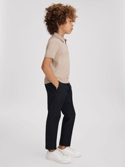 Reiss Camel Finch Cotton Blend Contrast Polo Shirt - Image 3 of 4