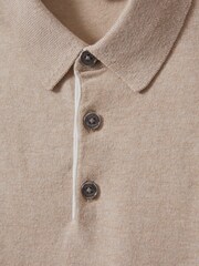 Reiss Camel Finch Cotton Blend Contrast Polo Shirt - Image 4 of 4
