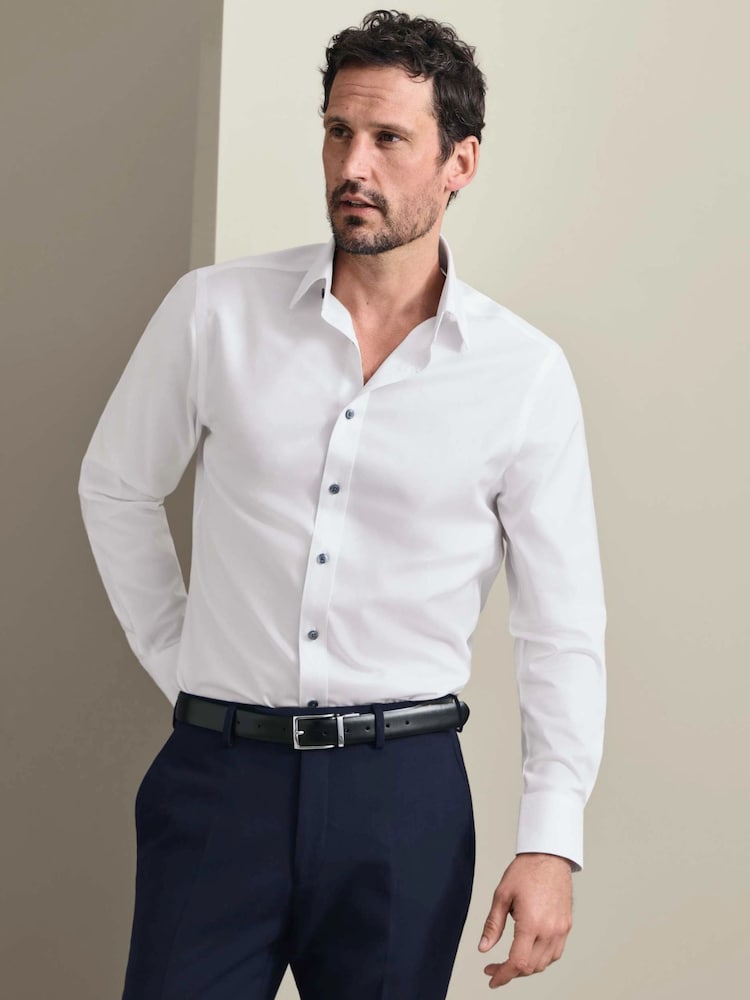Charles Tyrwhitt White Non-Iron Twill Cutaway Slim Fit Shirt - Image 1 of 7