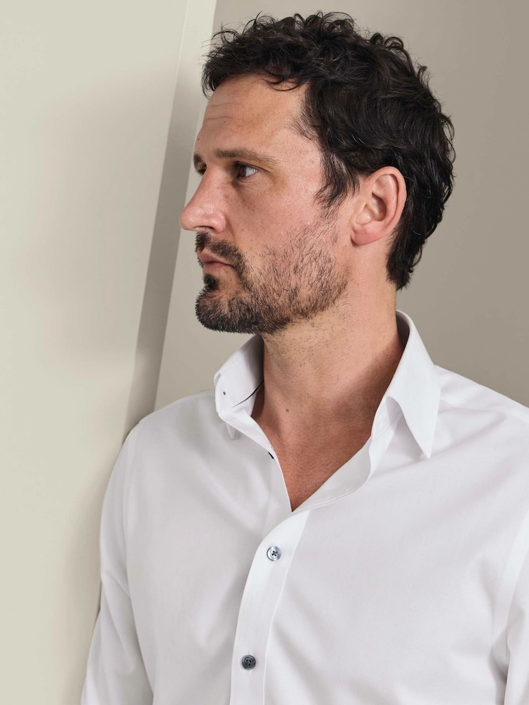 Charles Tyrwhitt White Non-Iron Twill Cutaway Slim Fit Shirt - Image 2 of 7