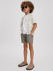 Reiss Ecru Gobi 9-13 yrs Sketch Design Cuban Collar Shirt - Image 3 of 4
