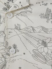 Reiss Ecru Gobi 9-13 yrs Sketch Design Cuban Collar Shirt - Image 4 of 4