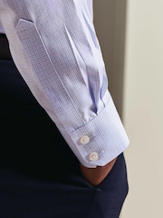 Charles Tyrwhitt Cornflower Blue Mini Tattersall Check Non-Iron Twill Shirt - Image 3 of 7