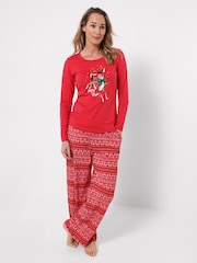 Joe Browns Red Leaping Bambi Jersey Pyjamas Set - Image 1 of 7