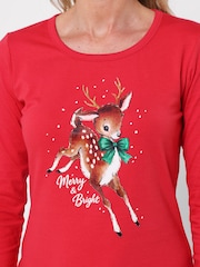 Joe Browns Red Leaping Bambi Jersey Pyjamas Set - Image 2 of 7