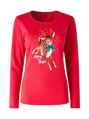 Joe Browns Red Leaping Bambi Jersey Pyjamas Set - Image 6 of 7