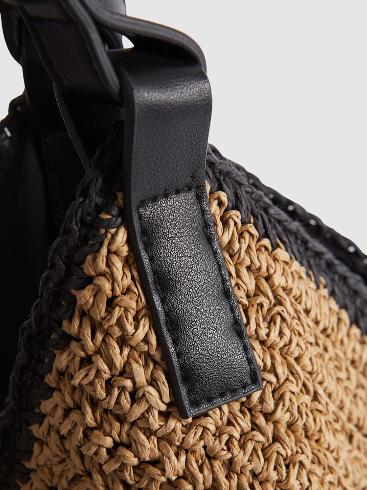 Reiss Natural Farrah Woven Diagonal Seam Tote Bag - Image 5 of 5