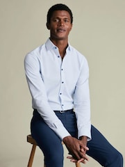 Ақ - Charles Tyrwhitt Non-iron Stretch Texture Slim Fit Shirt - 7суретінің 2 суреті