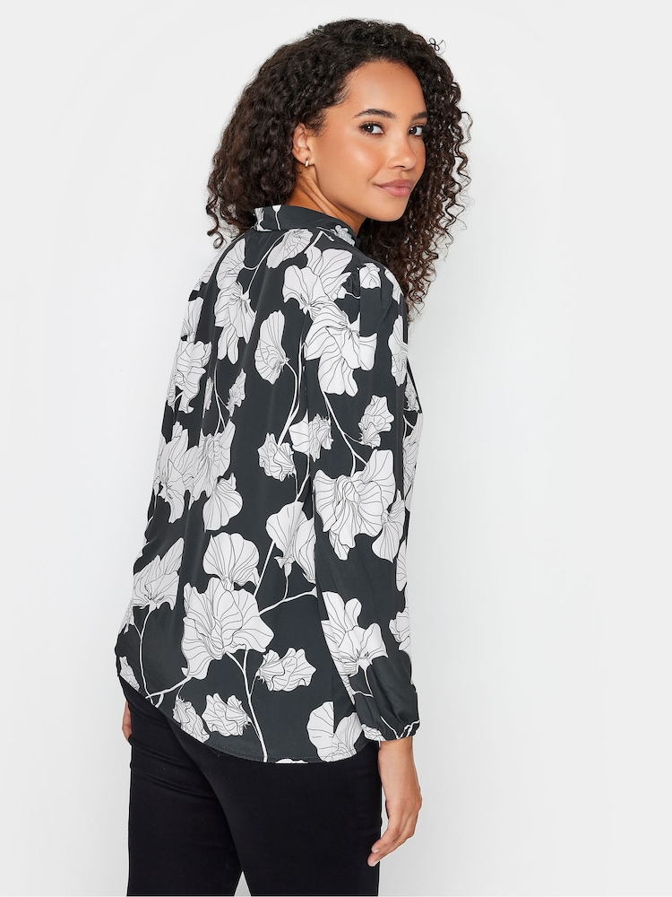 M&Co Black Bow Neck Bubble Hem Blouse - Image 2 of 4 M&Co Black Bow Neck Bubble Hem Blouse - Image 2 of 4