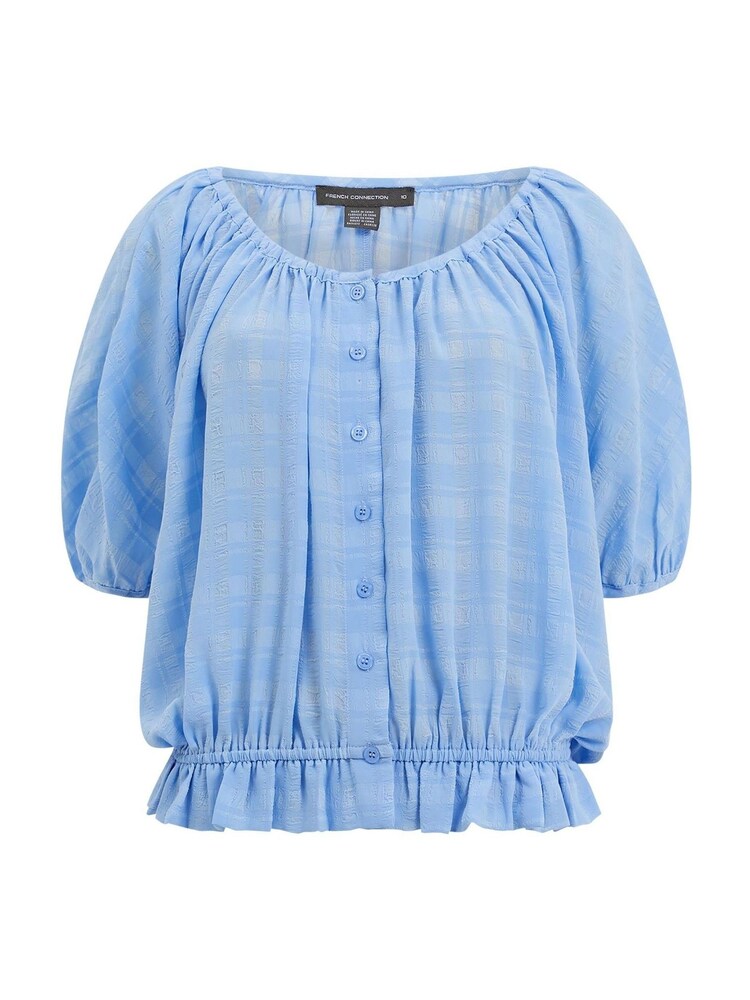 French Connection Blue Button Peasant Shirt - Image 4 of 5